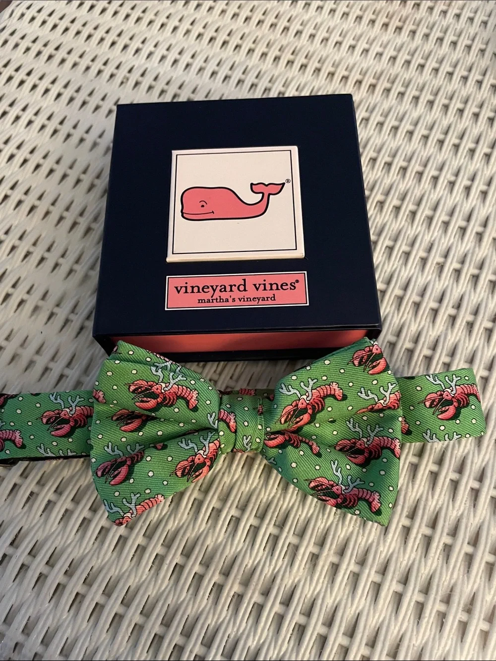 Vineyard Vines Green Lobster Print Kids Bow Tie